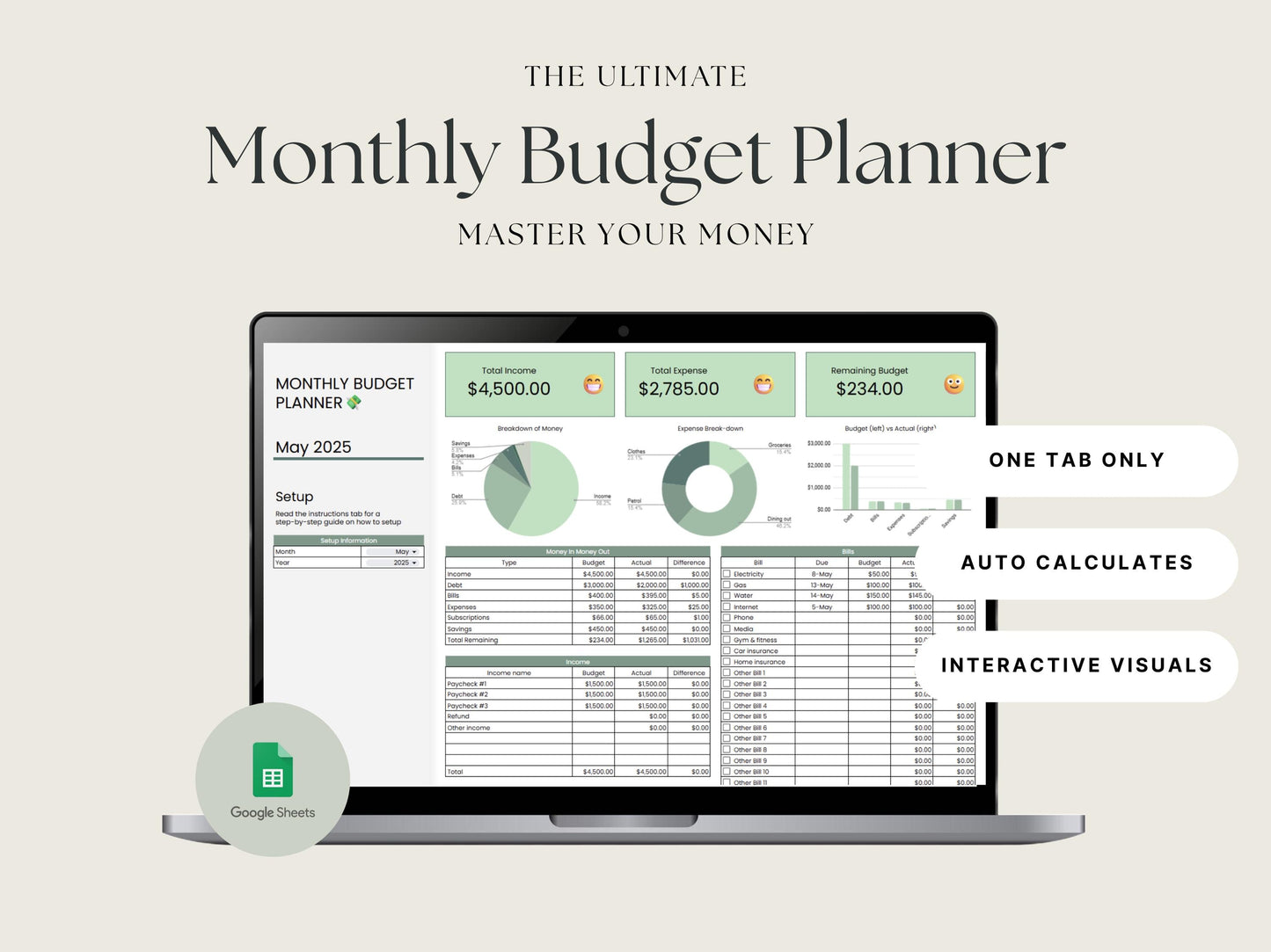 Monthly Budget Planner – Google Sheets Budget Tracker