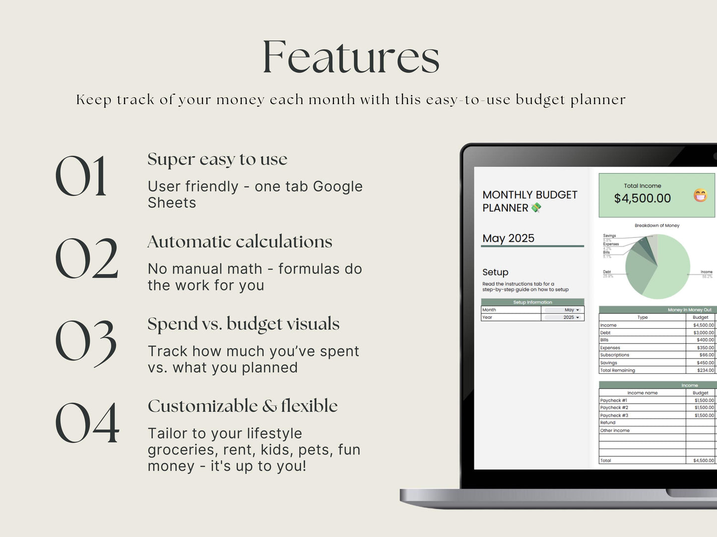 Monthly Budget Planner – Google Sheets Budget Tracker
