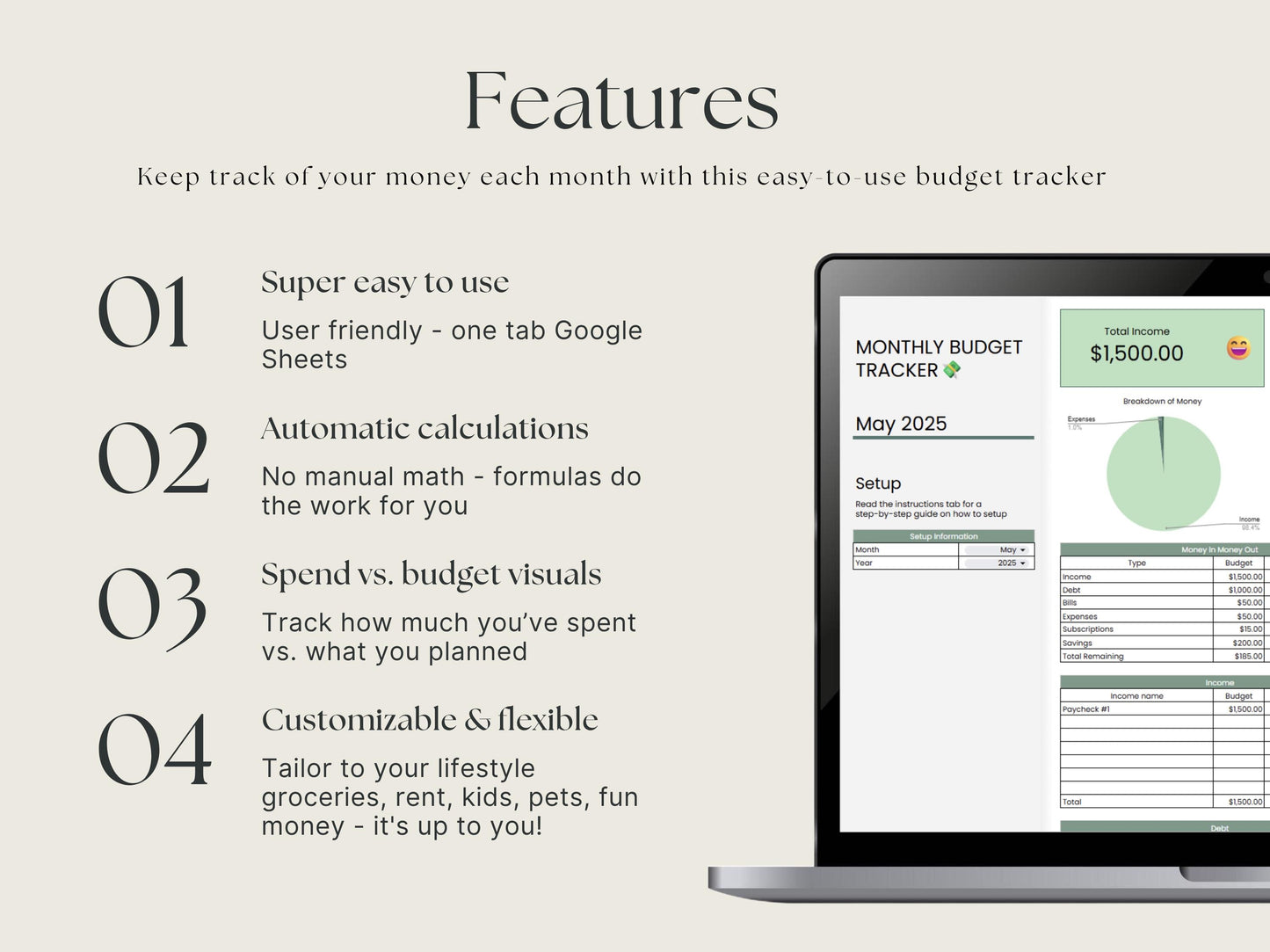 Monthly Budget Tracker – Google Sheets Budget Tracker