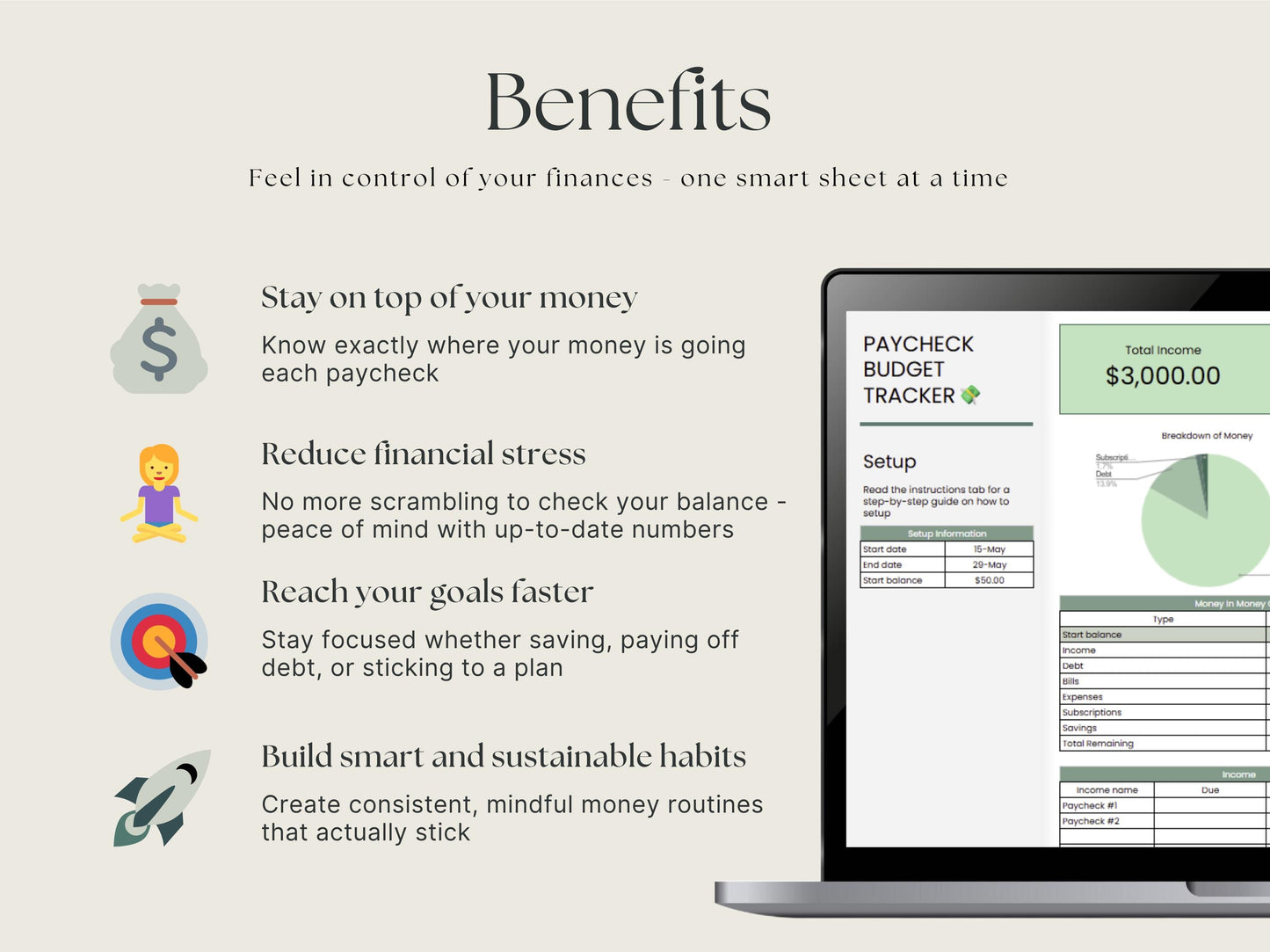 Paycheck Budget Tracker – Google Sheets Weekly & Biweekly Planner