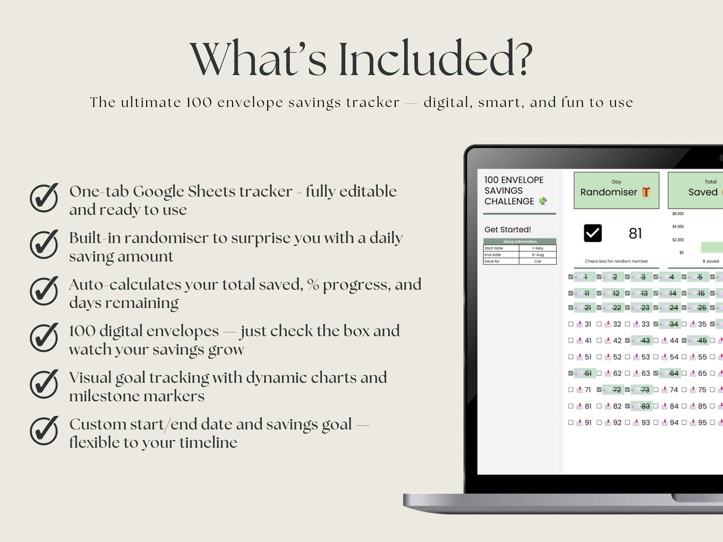 100 Envelope Savings Challenge – Google Sheets Tracker