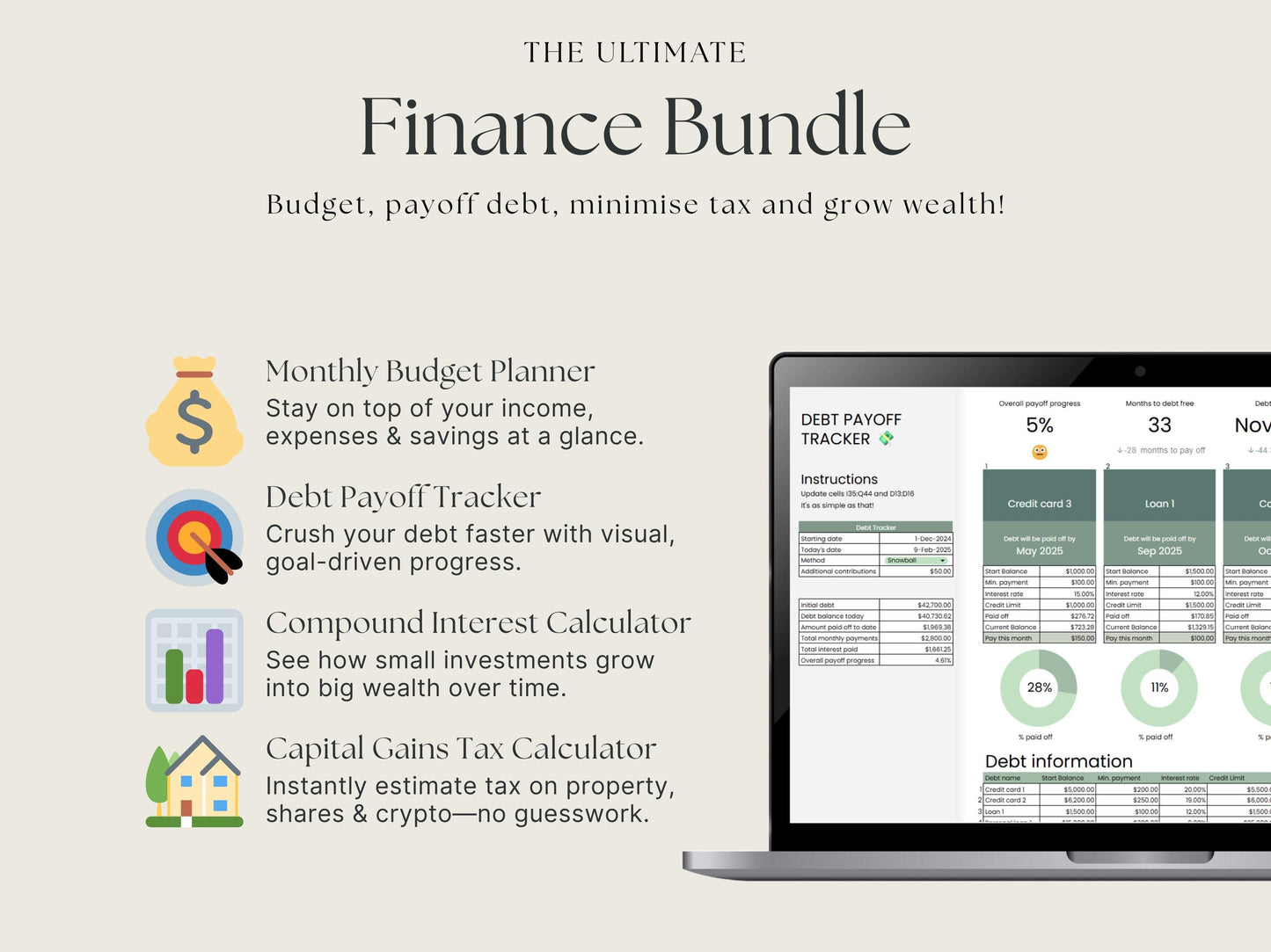 All-in-One Money Management Toolkit – Budget, Debt & Tax Tools