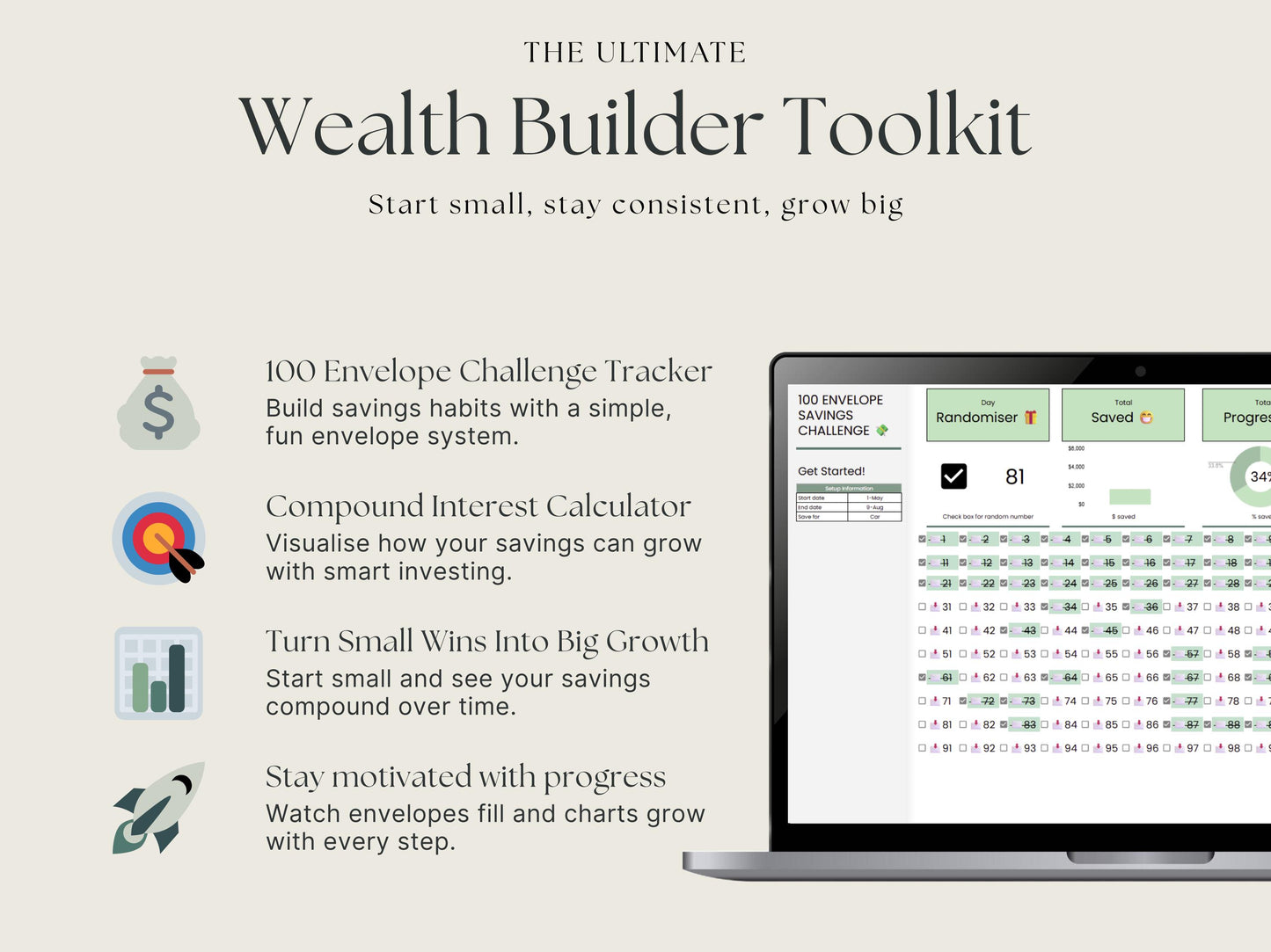 Wealth Builder Toolkit – Savings Challenge + Compound Interest