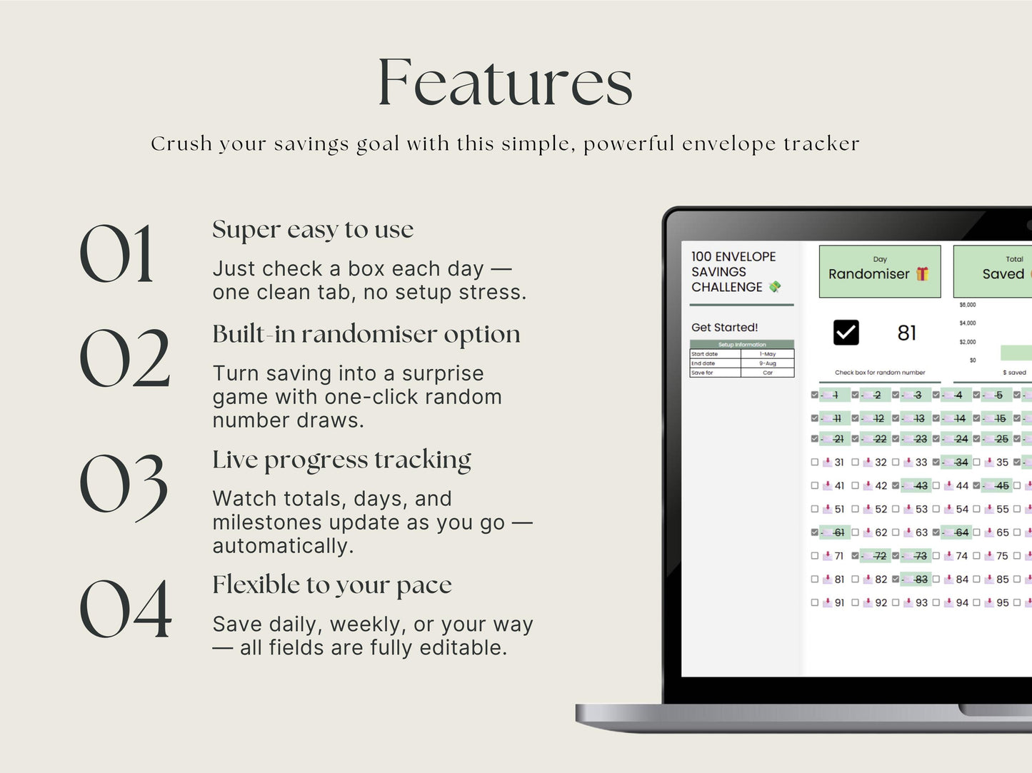 100 Envelope Savings Challenge – Google Sheets Tracker
