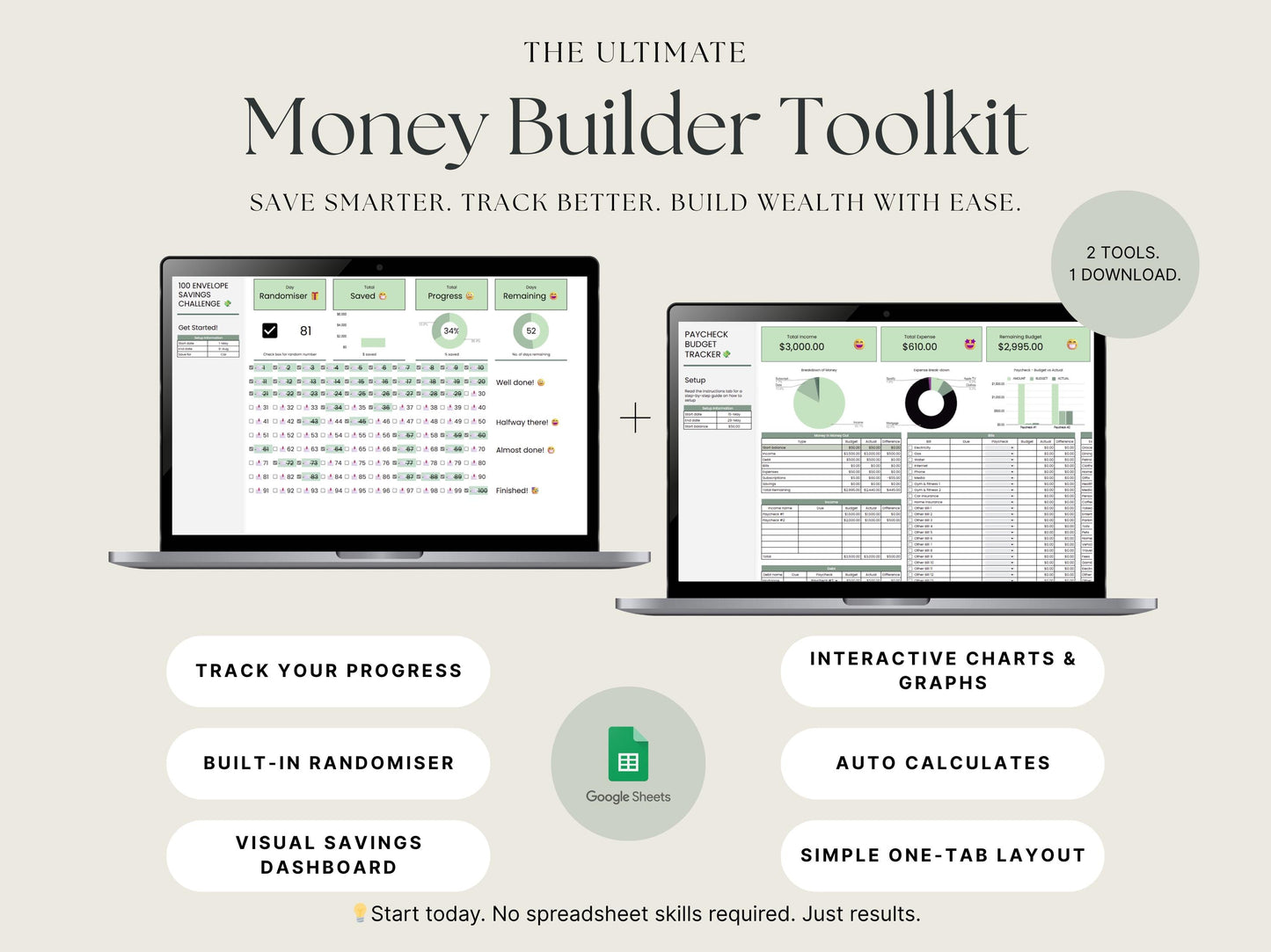 Money Builder Bundle – 100 Envelope + Paycheck Budget Tracker