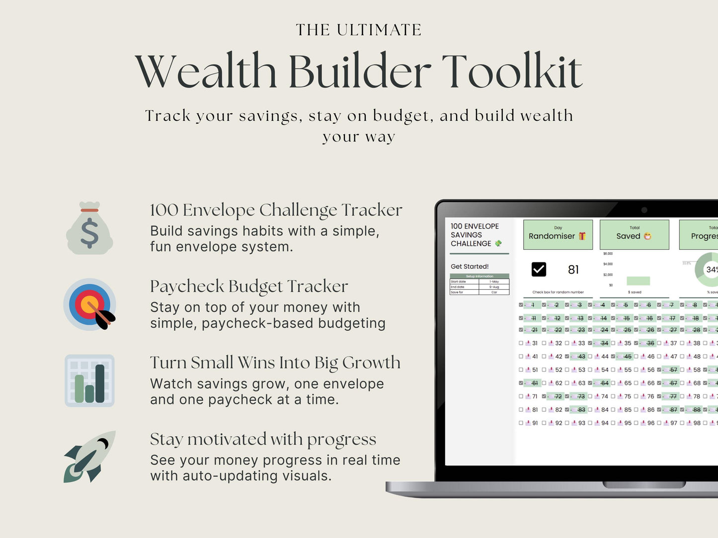 Money Builder Bundle – 100 Envelope + Paycheck Budget Tracker