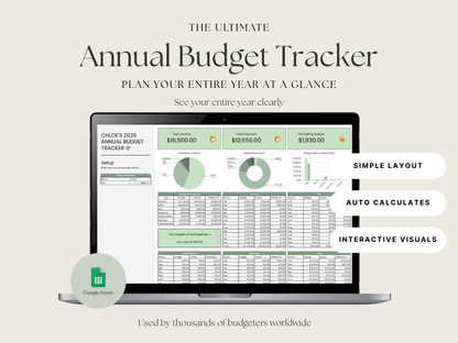 Annual Budget Tracker – Google Sheets Budget Tracker