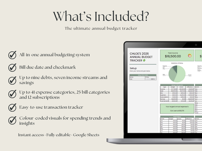 Annual Budget Tracker – Google Sheets Budget Tracker