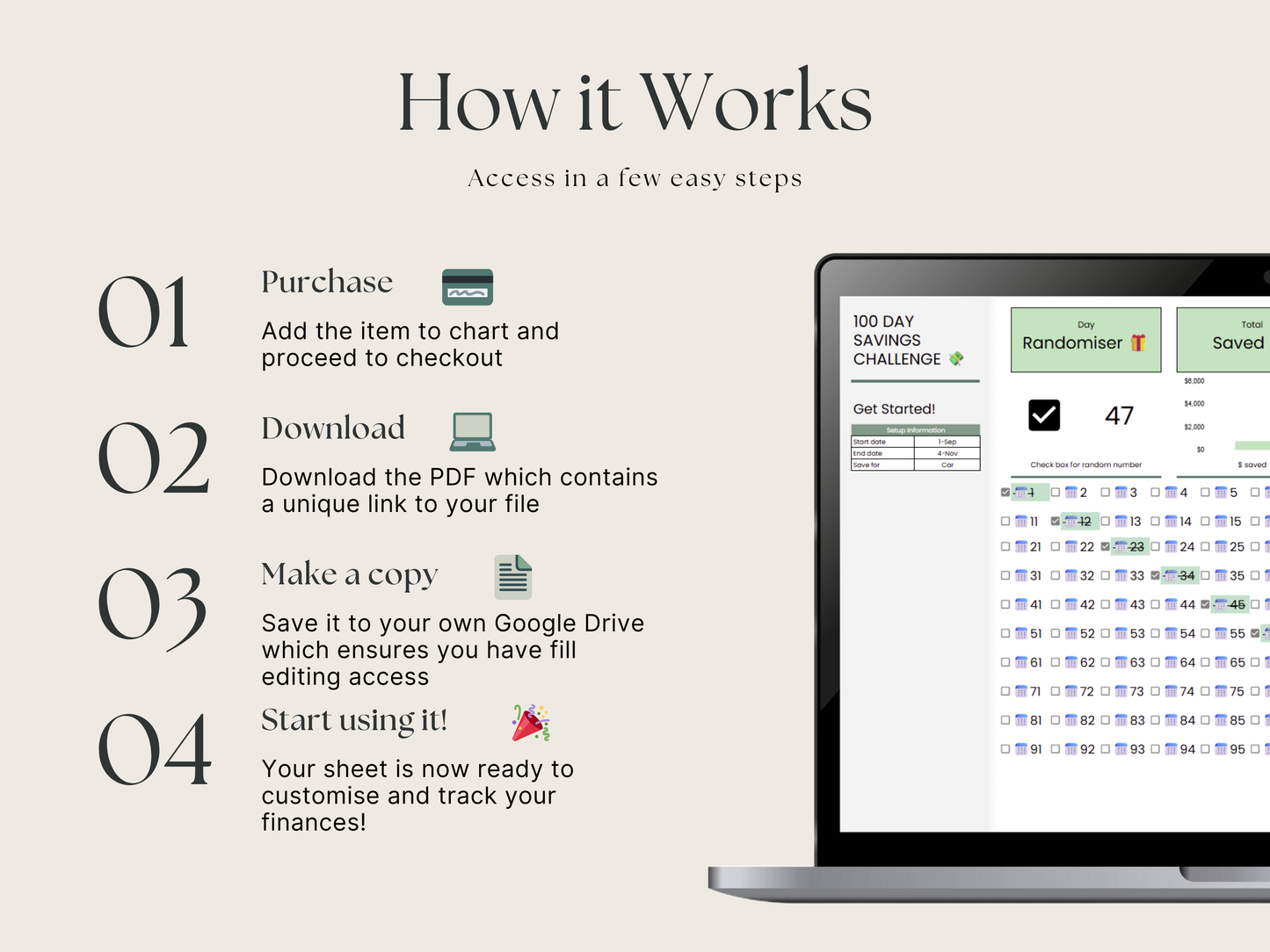 100 Day Savings Challenge – Google Sheets Tracker