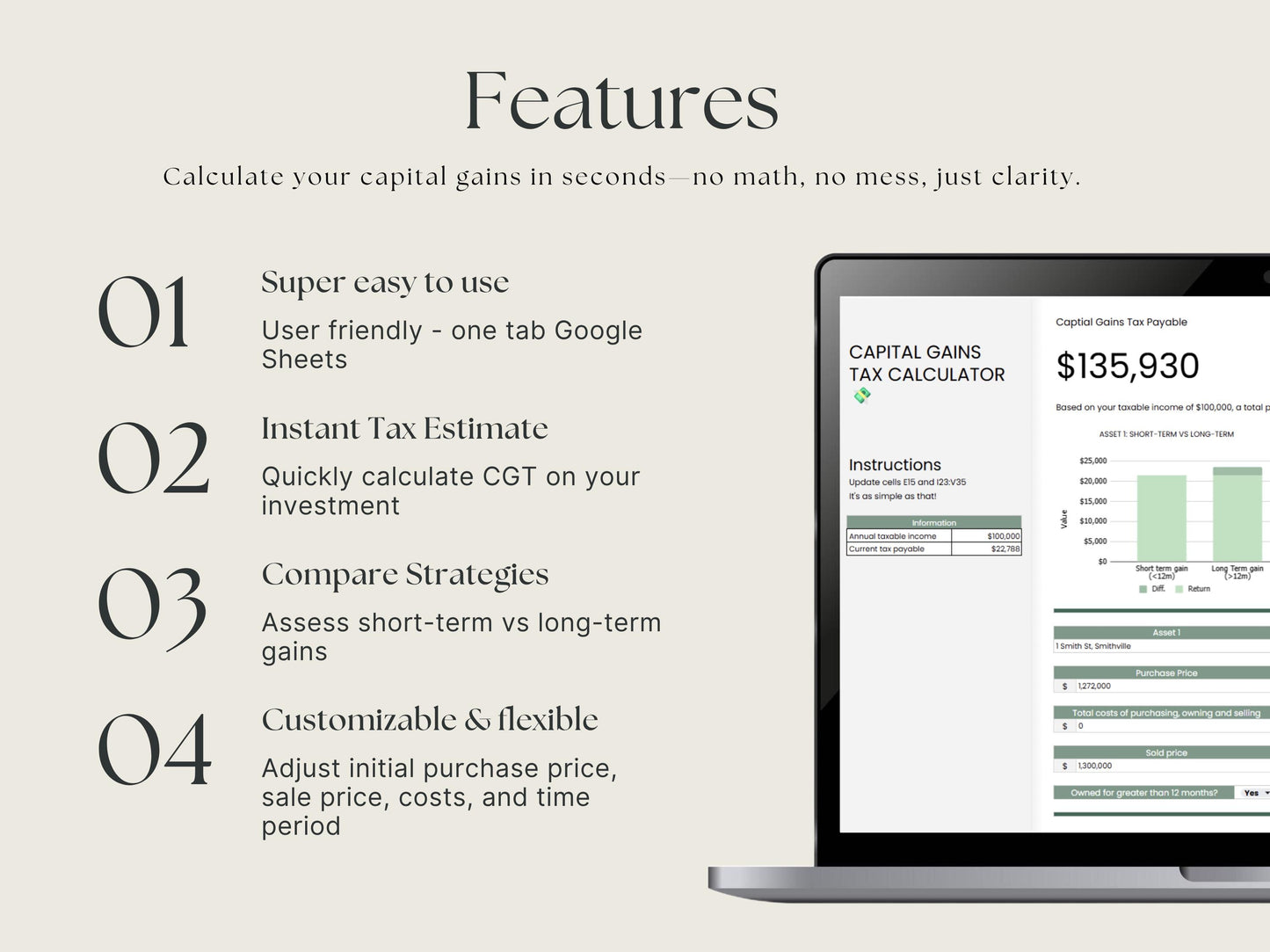 Capital Gains Tax Calculator – Australia | Shares & Property