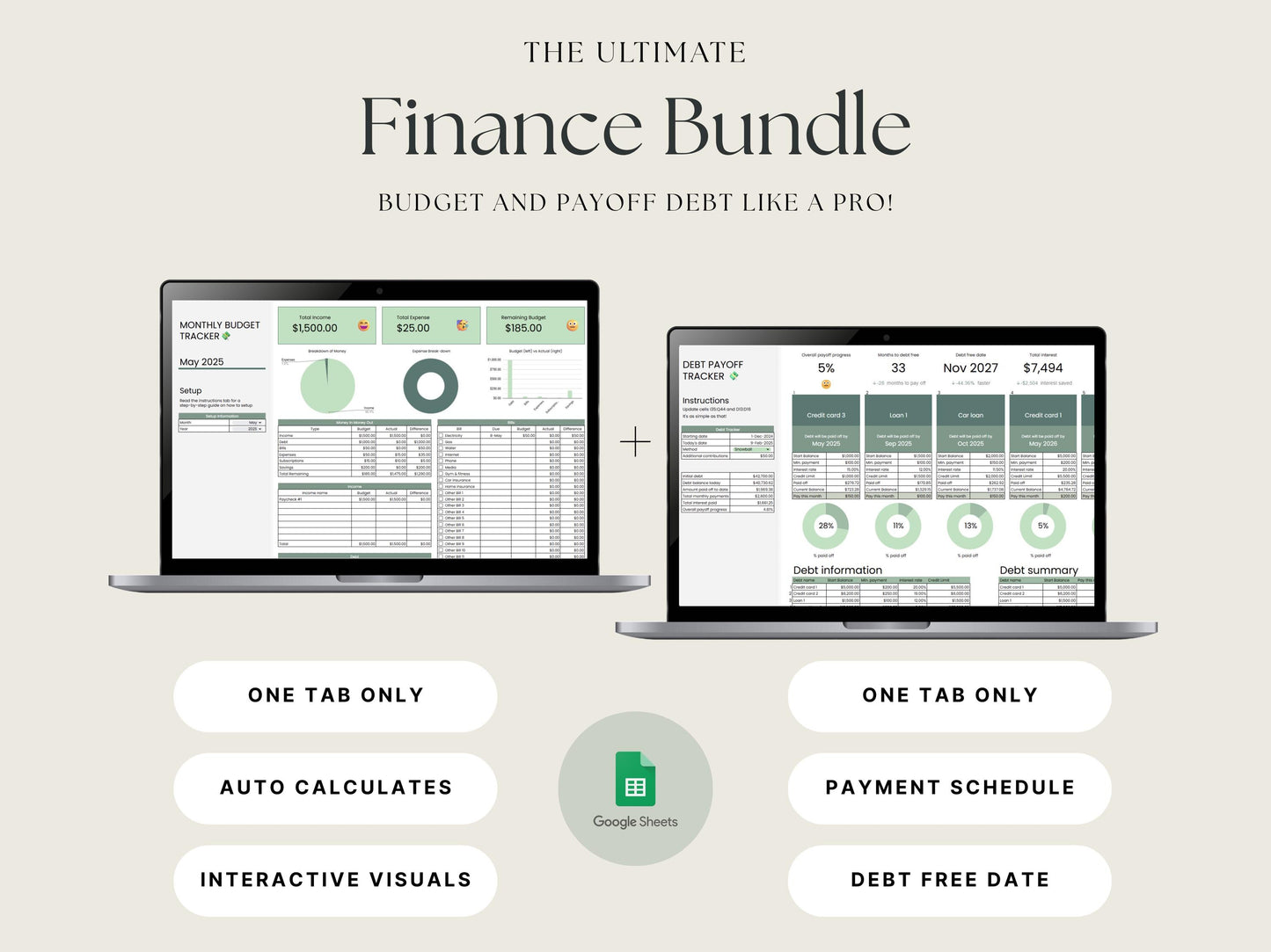 Budget & Debt Tracker Bundle – Monthly Tracker + Payoff Tool