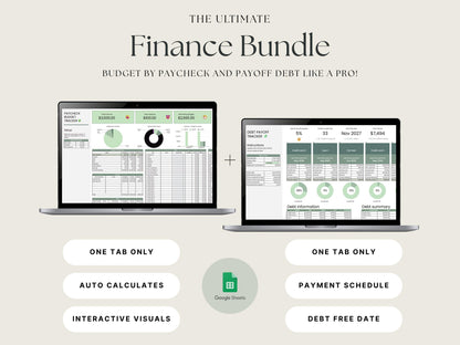 Paycheck Budget + Debt Tracker Bundle – Google Sheets Finance Tool