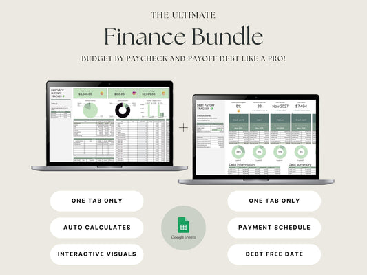 Paycheck Budget + Debt Tracker Bundle – Google Sheets Finance Tool