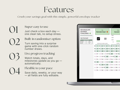 100 Envelope Savings Challenge – Google Sheets Tracker