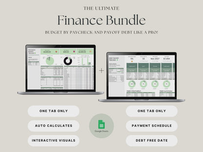 Paycheck Budget + Debt Tracker Bundle – Google Sheets Finance Tool